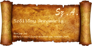 Szőllősy Annamária névjegykártya